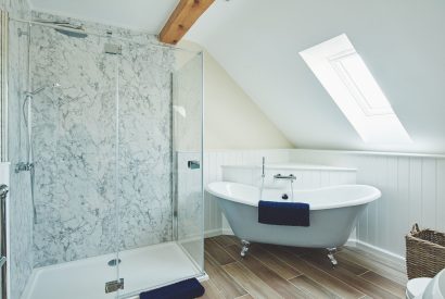 A roll top bath at Big Barn, Welsh Borders