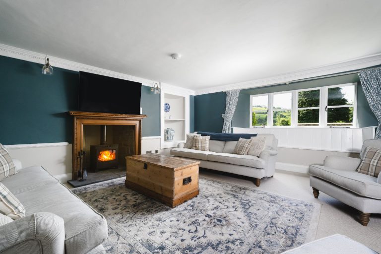 The living room at Summergreen Farmhouse, Exmoor