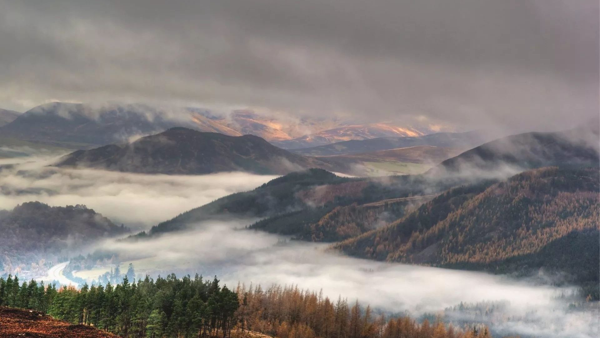 Perthshire Hills In Autumn Mist