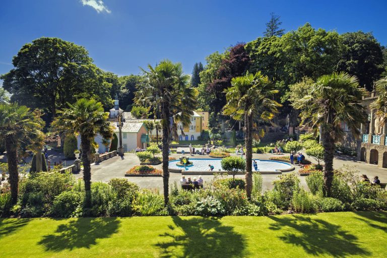 Central Piazza Of Portmeirion Village In North Wales, UK
